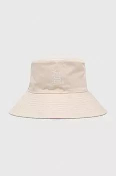 Двусторонняя хлопковая шляпа Tommy Hilfiger, бежевый