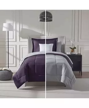 Двусторонняя комплектная кровать в сумке из 5 предметов — Twin XL — темно-серый/светло-серый Clara Clark, фиолетовый