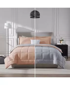 Двусторонняя комплектная кровать в сумке из 7 предметов — полноразмерная — темно-серый/светло-серый Clara Clark, бежевый