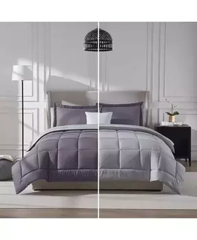 Двусторонняя комплектная кровать в сумке из 7 предметов — полноразмерная — темно-серый/светло-серый Clara Clark, фиолетовый