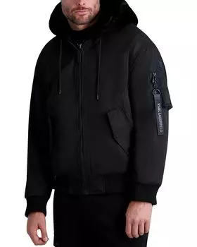 Двусторонняя куртка-бомбер с капюшоном из искусственного меха KARL LAGERFELD PARIS