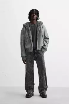 Двусторонняя куртка-бомбер ZARA, серый