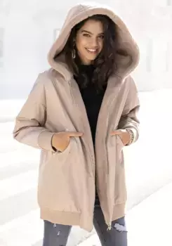 Двусторонняя куртка Buffalo, с капюшоном, с большим капюшоном и карманами, куртка-переходник, слегка оверсайз, бежевый