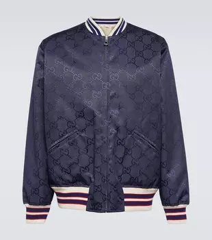 Двусторонняя куртка из плотной ткани с узором GG Gucci, синий