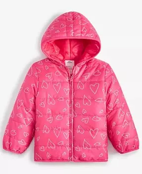 Двусторонняя куртка-пуховик Toddler Girls Tossed Hearts Epic Threads, розовый