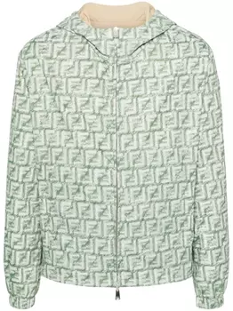 Двусторонняя куртка с капюшоном и принтом FF FENDI, зеленый