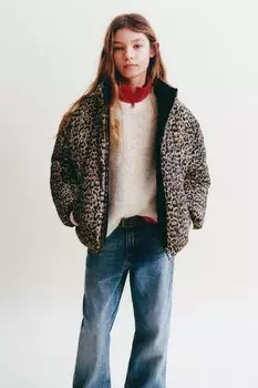 Двусторонняя куртка с животным принтом ZARA, леопард