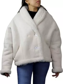 Двусторонняя куртка свободного кроя из искусственной овчины La Fiorentina, бежевый