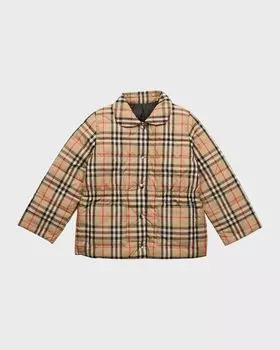 Двусторонняя куртка в клетку для девочек Oaklee для девочек Burberry, цвет Archive Beige Check