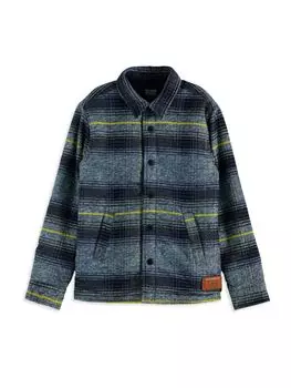 Двусторонняя куртка в клетку для маленьких мальчиков и мальчиков Scotch & Soda, синий