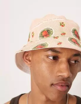 Двусторонняя панама ASOS DESIGN с винтажным фруктовым принтом