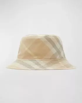 Двусторонняя панама из твила в клетку Burberry, цвет Flax