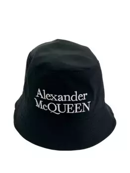 Двусторонняя панама с вышитым логотипом Alexander McQueen, черный
