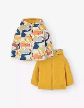 Двусторонняя парка для мальчика с капюшоном и молнией Losan, желтый