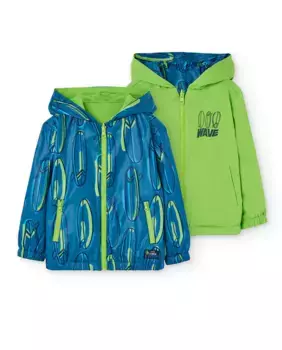 Двусторонняя парка для мальчиков с капюшоном и застежкой-молнией Boboli, синий индиго