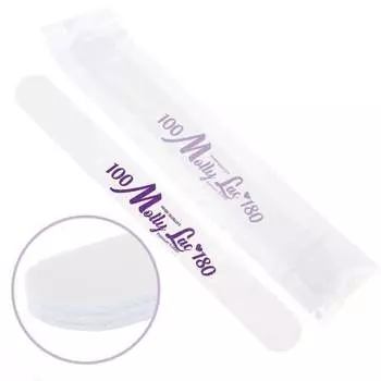 Двусторонняя пилочка для ногтей, безопасная упаковка, ВЫСОКОКАЧЕСТВЕННЫЙ прямой белый центр - 100/180 CU-12 MollyLac, Molly Lac