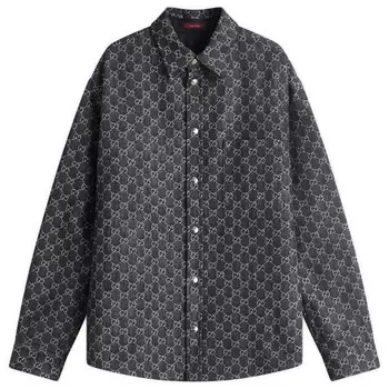 Двусторонняя рубашка из джинсовой ткани gg-denim с жаккардовым узором Gucci, мультиколор