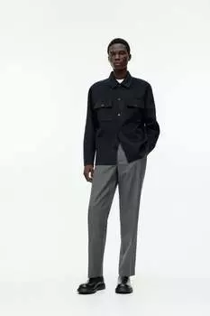 Двусторонняя рубашка из смесовой шерсти H&M, синий