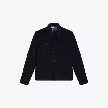 Двусторонняя рубашка из смесовой шерсти с классическим воротником The Kooples, черный