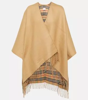 Двусторонняя шерстяная накидка в клетку burberry Burberry, бежевый