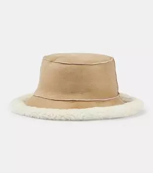 Двусторонняя шляпа-ведро из овчины Brunello Cucinelli, цвет brown white