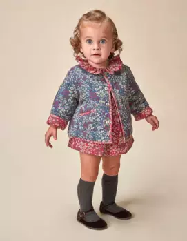 Двусторонняя стеганая куртка для девочки Gocco, темно-синий