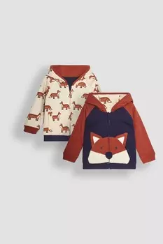 Двусторонняя толстовка с капюшоном и аппликацией в виде лисы Jojo Maman Bb, оранжевый