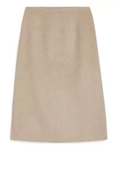 Двусторонняя юбка из шерсти и лиоцелла Arket, бежевый