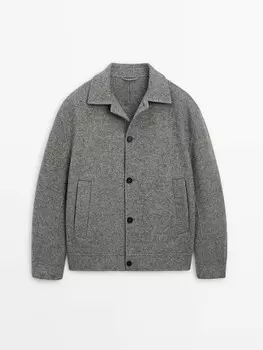Двусторонняя верхняя рубашка из 100% шерсти Massimo Dutti, серый
