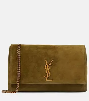 Двусторонняя замшевая сумка через плечо Kate среднего размера Saint Laurent, зеленый