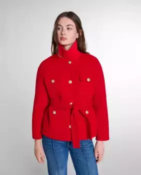 Двусторонняя женская куртка с поясом Maje, красный