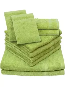 Dyckhoff Planet green 4 полотенца для рук 50 х 100 см, 2 полотенца для душа 70 х 140 см, 2 гостевых полотенца, 2 рукавицы для мытья, зеленый
