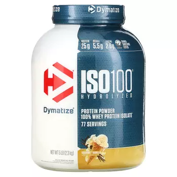 Dymatize, ISO100 гидролизат, 100%-ный изолят сывороточного протеина, изысканная ваниль, 5 фунтов (2,3 кг)