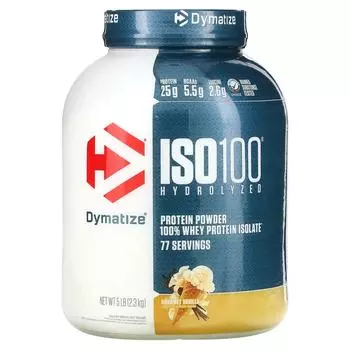 Dymatize Nutrition ISO100 гидролизат 100%-ный изолят сывороточного протеина изысканная ваниль 5 фунтов (2,3 кг)