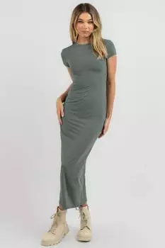 Дымчатое базовое длинное платье-полурыбак MG1856 Madmext, серый