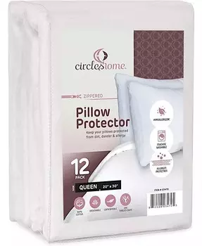 Дышащая наволочка из 100 % хлопка с застежкой-молнией — белая (12 шт.) Circles Home, белый