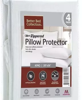 Дышащая наволочка из смеси хлопка с застежкой-молнией — (4 шт.) Better Bed Collection, белый