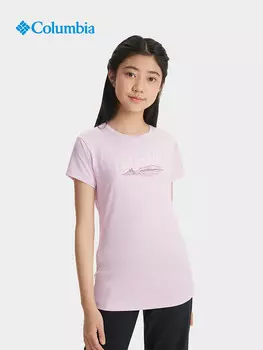 Дышащая спортивная футболка Columbia с короткими рукавами для девочек, розовая