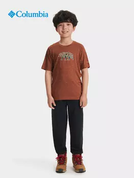 Дышащая спортивная футболка Columbia с короткими рукавами для мальчиков, коричневая