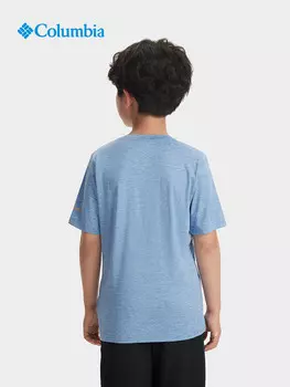 Дышащая спортивная футболка Columbia с короткими рукавами для мальчиков, голубая