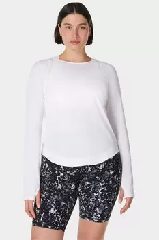Дышащий легкий топ с длинными рукавами Sweaty Betty, белый