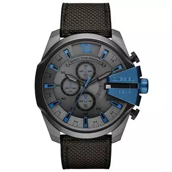 Dz4500 mega chief хронограф кварцевые часы с серым циферблатом Diesel, черный