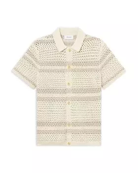 Джанни Короткий Рукав Полосатая Открытая Вязка Рубашка Les Deux, слоновая кость/кремовый