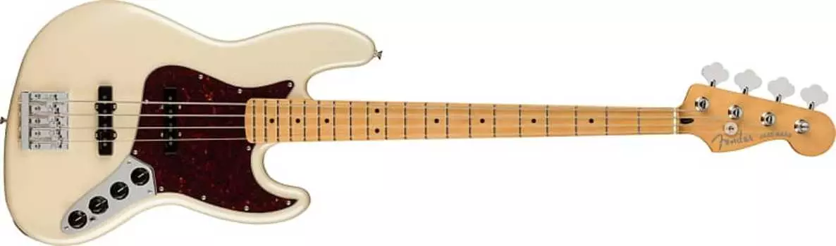 Джазовая бас-гитара Fender Player Plus, кленовый гриф, олимпийская жемчужина с сумкой Deluxe Gig Bag Player Plus Jazz Bass