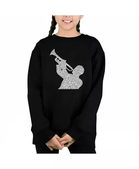 Джазовые песни на все времена — толстовка с круглым вырезом Big Girl's Word Art La Pop Art, черный