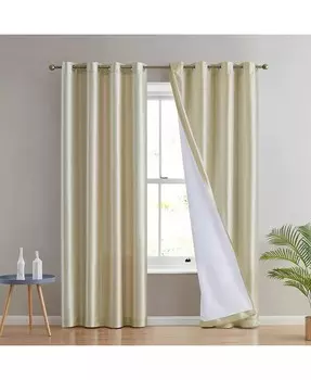 Джефферсон Полупрозрачный шелк из искусственного шелка, фильтрующий свет, с люверсами на подкладке из микрофибры, легкие оконные шторы, драпировка для спальни, столовой и гостиной, 2 панели HLC.me, бежевый