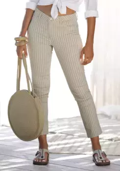 Джеггинсы LASCANA 7/8, с полосатым принтом, облегающего кроя, суперэластичного качества, цвет Sand-Wei-Gestreift