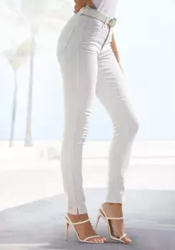 Джеггинсы LASCANA с полосатым рисунком, джинсы скинни из мягкого эластичного денима, цвет Wei-Sand