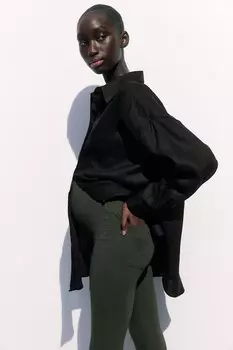 Джеггинсы mom из джерси H&M, зеленый