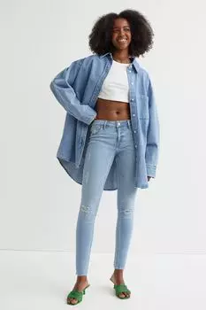 Джеггинсы с низким щиколотки H&amp;M, светло-голубой деним